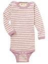 ENGEL - Bio Baby Body langarm mit Streifen, Wolle, rosenholz melange/natur