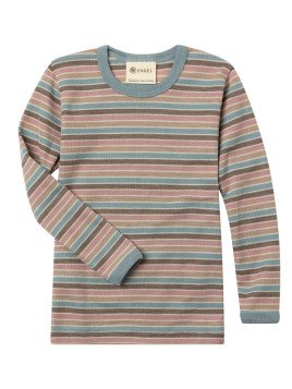 ENGEL - Bio Kinder Unterhemd langarm gestreift, Wolle/Seide, pastellcolour