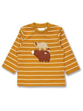 Sense Organics - Bio Baby Langarmshirt "SENSE-Elan" mit Waldtiere-Applikation und Streifen