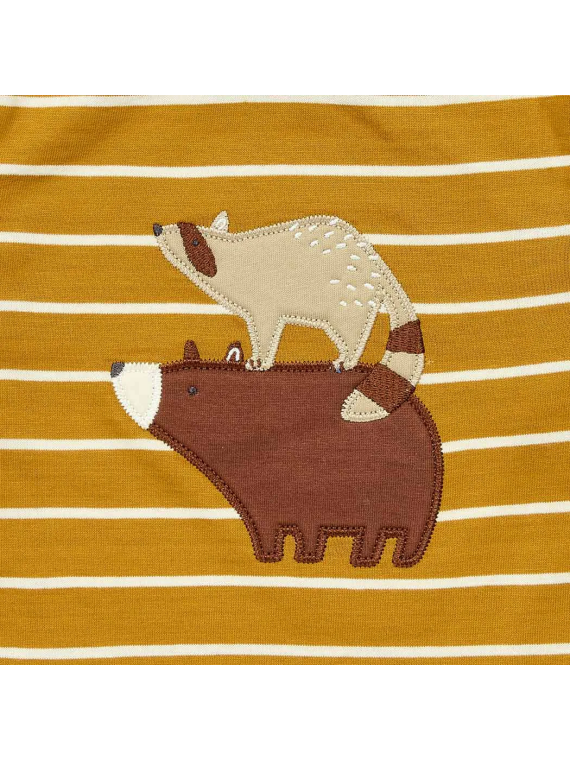 Sense Organics - Bio Baby Langarmshirt "SENSE-Elan" mit Waldtiere-Applikation und Streifen