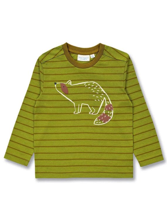 Sense Organics - Bio Kinder Langarmshirt "SENSE-Luke" mit Waschbär-Druck und Streifen