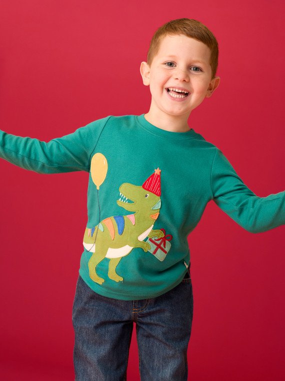frugi - Bio Kinder Langarmshirt "FRUGI-Adventure" mit Dinosaurier-Applikation