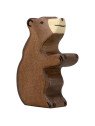 HOLZTIGER - Holzfigur Braunbär, klein, sitzend, ca. 5,7 x 2,4 x 8 cm