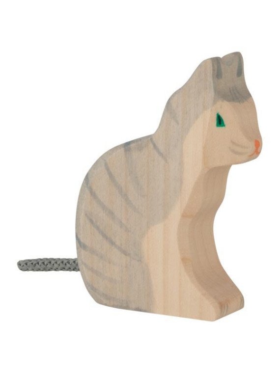 HOLZTIGER - Holzfigur Katze, sitzend, ca. 6 x 1,8 x 8 cm