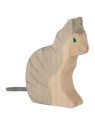 HOLZTIGER - Holzfigur Katze, sitzend, ca. 6 x 1,8 x 8 cm