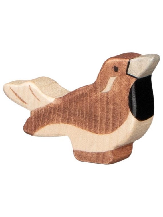 HOLZTIGER - Holzfigur Spatz, ca. 5,5 x 1,4 x 4 cm