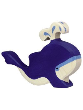 HOLZTIGER - Holzfigur Blauwal mit Wasserfontäne, ca. 18,5 x 2,8 x 13,5 cm