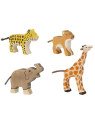 HOLZTIGER - Holzfiguren Wilde Tiere-Set: Leopard, Löwe, Elefant und Giraffe