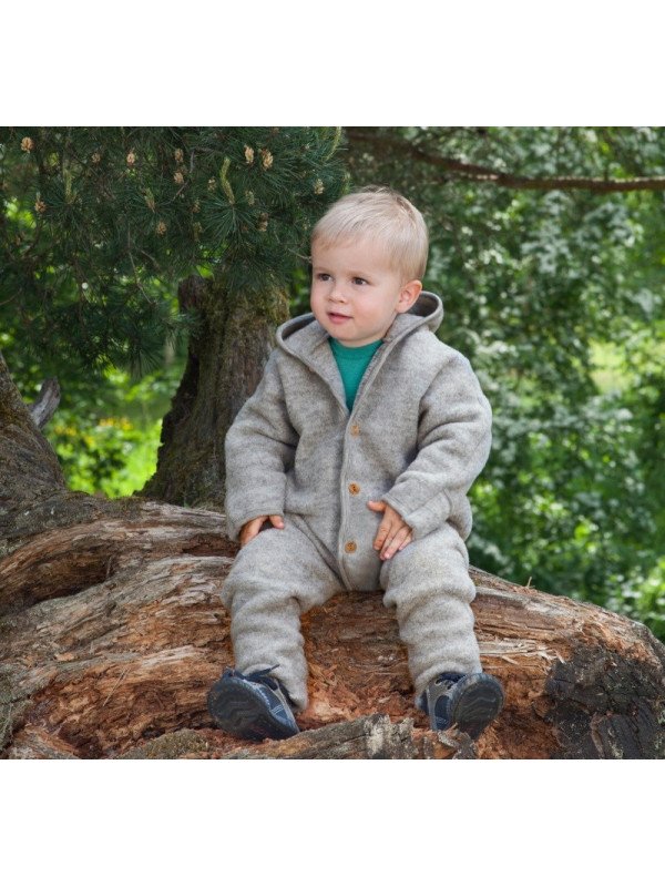 ENGEL - Bio Baby Fleece Overall mit Kapuze, Wolle