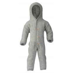 ENGEL - Bio Baby Fleece Overall mit Kapuze, Wolle, grau