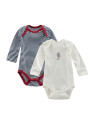 LIVING CRAFTS - Bio Baby Bodys langarm Doppelpack mit Streifen und Seepferdchen-Motiv