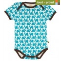loud + proud - Bio Baby Body kurzarm mit Elefanten-Druck, hellblau