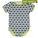 loud + proud - Bio Baby Body kurzarm mit Elefanten-Druck, marine