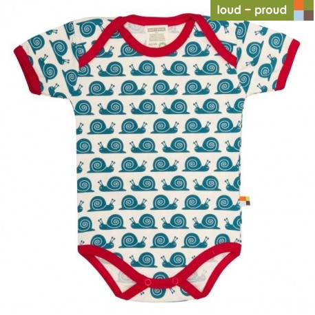 loud + proud - Bio Baby Body kurzarm mit Schnecken-Druck, blau