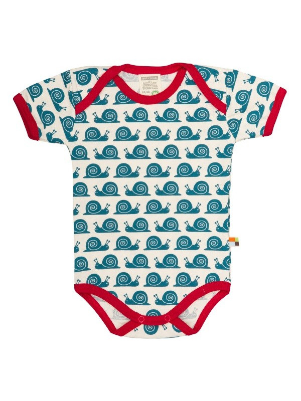loud + proud - Bio Baby Body kurzarm mit Schnecken-Druck, blau
