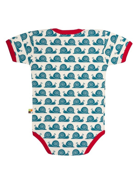 loud + proud - Bio Baby Body kurzarm mit Schnecken-Druck, blau