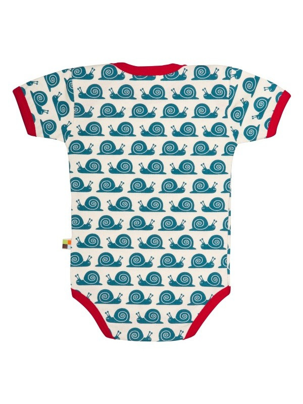 loud + proud - Bio Baby Body kurzarm mit Schnecken-Druck, blau