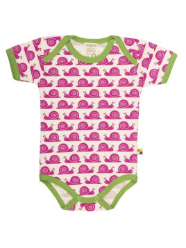loud + proud - Bio Baby Body kurzarm mit Schnecken-Druck, fuchsia