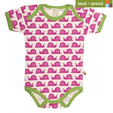 loud + proud - Bio Baby Body kurzarm mit Schnecken-Druck, fuchsia