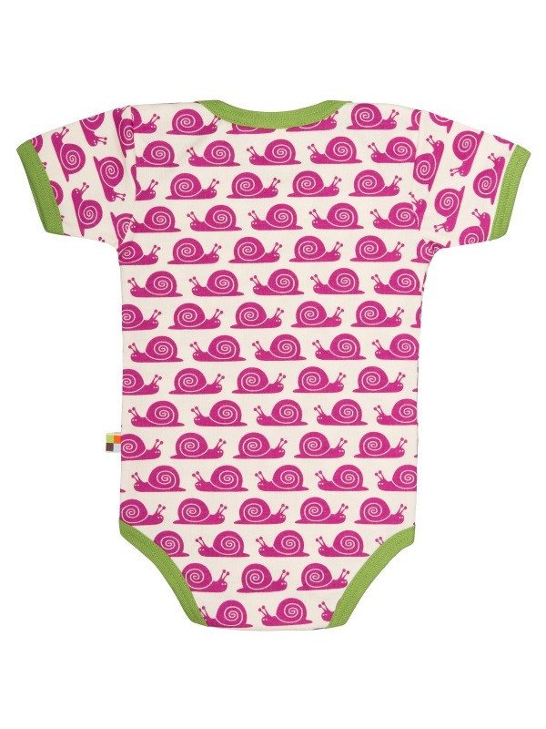 loud + proud - Bio Baby Body kurzarm mit Schnecken-Druck, fuchsia