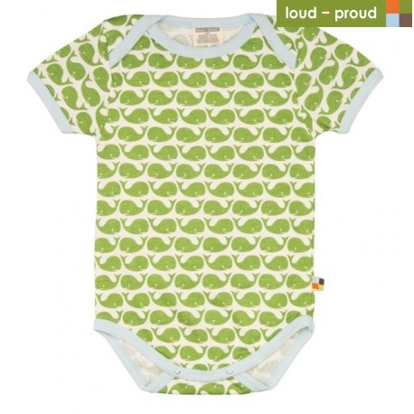 loud + proud - Bio Baby Body kurzarm mit Wal-Druck