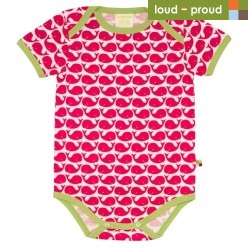 loud + proud - Bio Baby Body kurzarm mit Wal-Druck, rosenrot