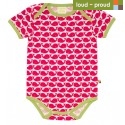 loud + proud - Bio Baby Body kurzarm mit Wal-Druck, rosenrot