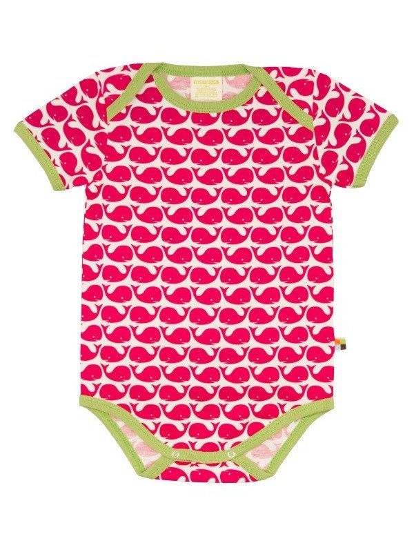 loud + proud - Bio Baby Body kurzarm mit Wal-Druck, rosenrot