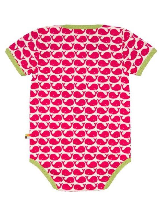 loud + proud - Bio Baby Body kurzarm mit Wal-Druck, rosenrot