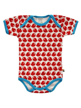 loud + proud - Bio Baby Body kurzarm mit Vogel-Druck, rot