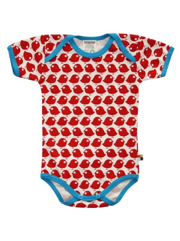 loud + proud - Bio Baby Body kurzarm mit Vogel-Druck, rot