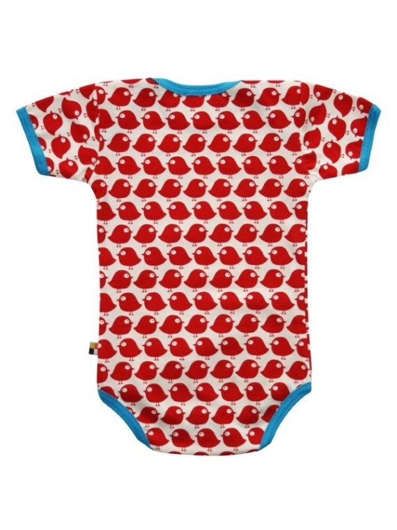 loud + proud - Bio Baby Body kurzarm mit Vogel-Druck, rot