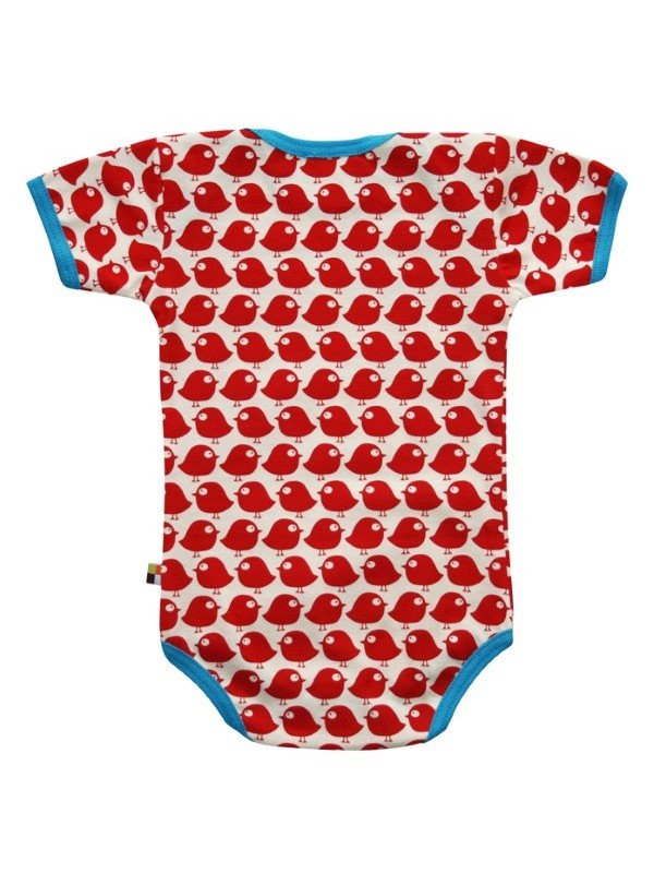 loud + proud - Bio Baby Body kurzarm mit Vogel-Druck, rot