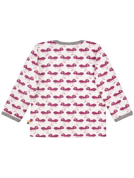 loud + proud - Bio Baby Langarmshirt mit Ameisen-Druck, orchidee