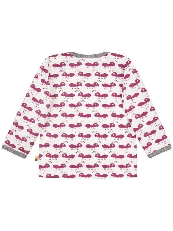 loud + proud - Bio Baby Langarmshirt mit Ameisen-Druck, orchidee