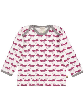 loud + proud - Bio Baby Langarmshirt mit Ameisen-Druck, orchidee