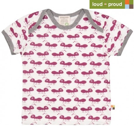 loud + proud - Bio Kinder T-Shirt mit Ameisen-Druck, orchidee