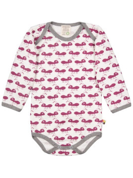 loud + proud - Bio Baby Body langarm mit Ameisen-Druck, orchidee
