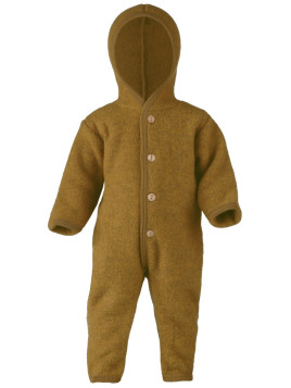 ENGEL - Bio Baby Fleece Overall mit Kapuze, Wolle, safran