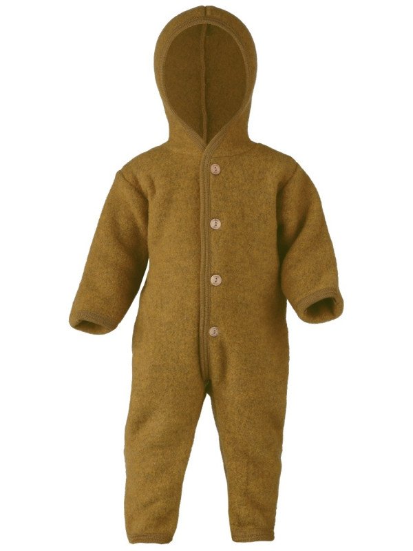 ENGEL - Bio Baby Fleece Overall mit Kapuze, Wolle, safran