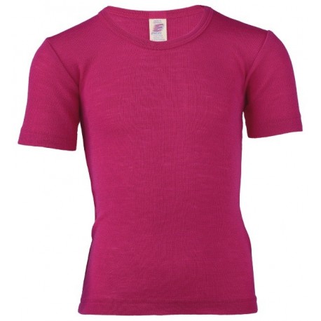 ENGEL - Bio Kinder Unterhemd kurzarm, Wolle/Seide, himbeere