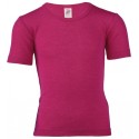 ENGEL - Bio Kinder Unterhemd kurzarm, Wolle/Seide, himbeere