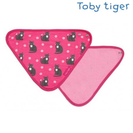 Toby tiger - Bio Baby Tuch mit Katzen-Allover und Fleece-Rückseite