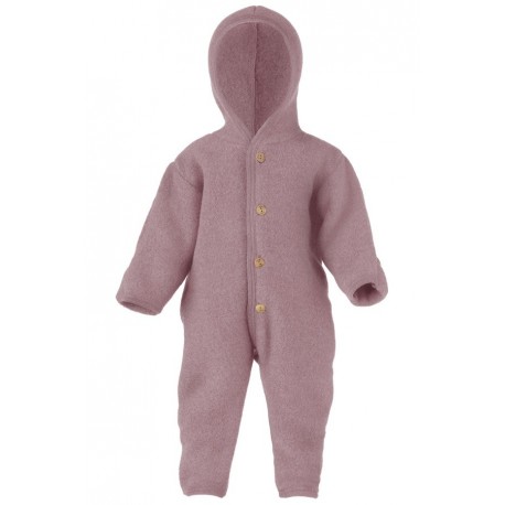 ENGEL - Bio Baby Fleece Overall mit Kapuze, Wolle, rosenrot