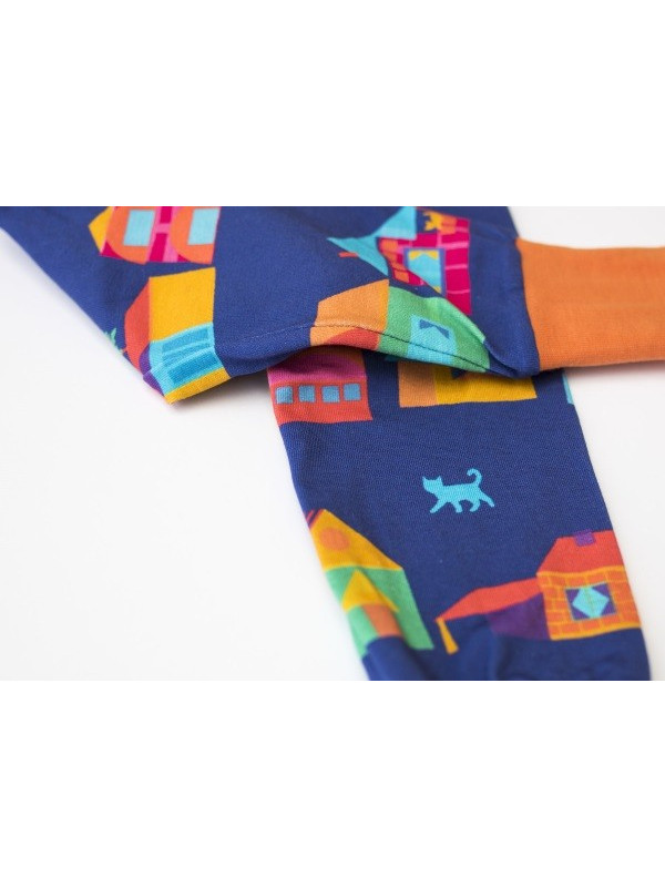 merle kids - Bio Kinder Leggings mit Nachtstadt-Motiv