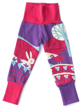 merle kids - Bio Kinder Strick Leggings mit Hasen-Motiv, lila