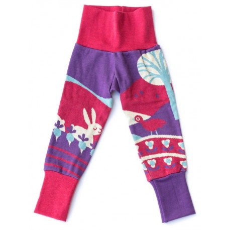 merle kids - Bio Kinder Strick Leggings mit Hasen-Motiv, lila