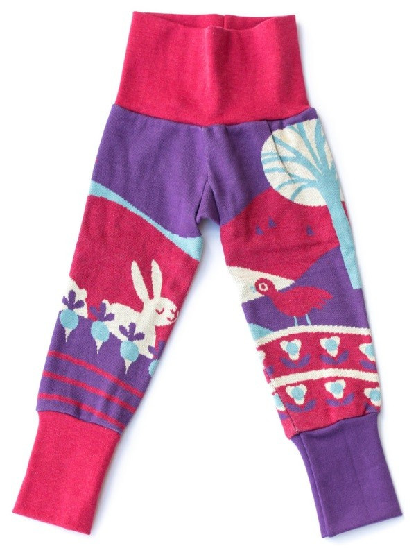 merle kids - Bio Kinder Strick Leggings mit Hasen-Motiv, lila