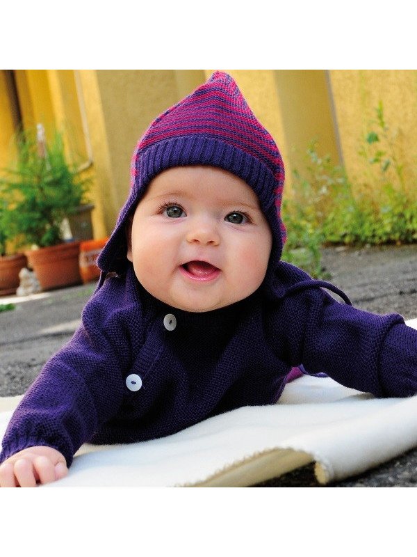Reiff - Bio Baby Mütze Wolle beere/rosa