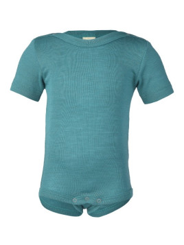 ENGEL - Bio Baby Body kurzarm, Wolle/Seide, eisvogel